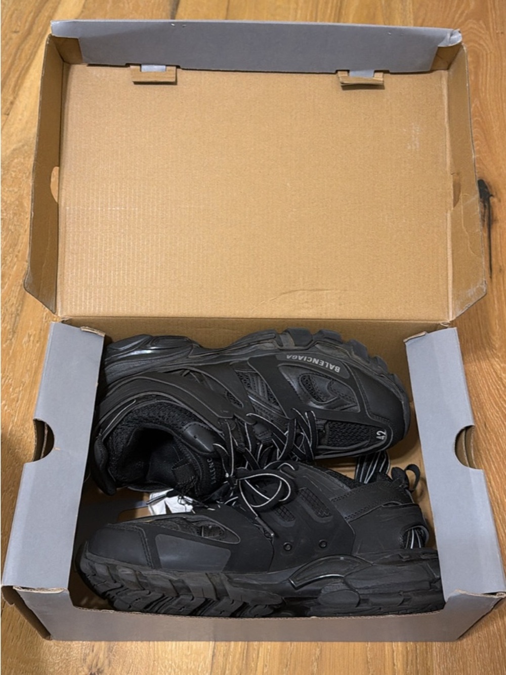 Balenciaga Black Men's Track-Style Chunky Sneakers